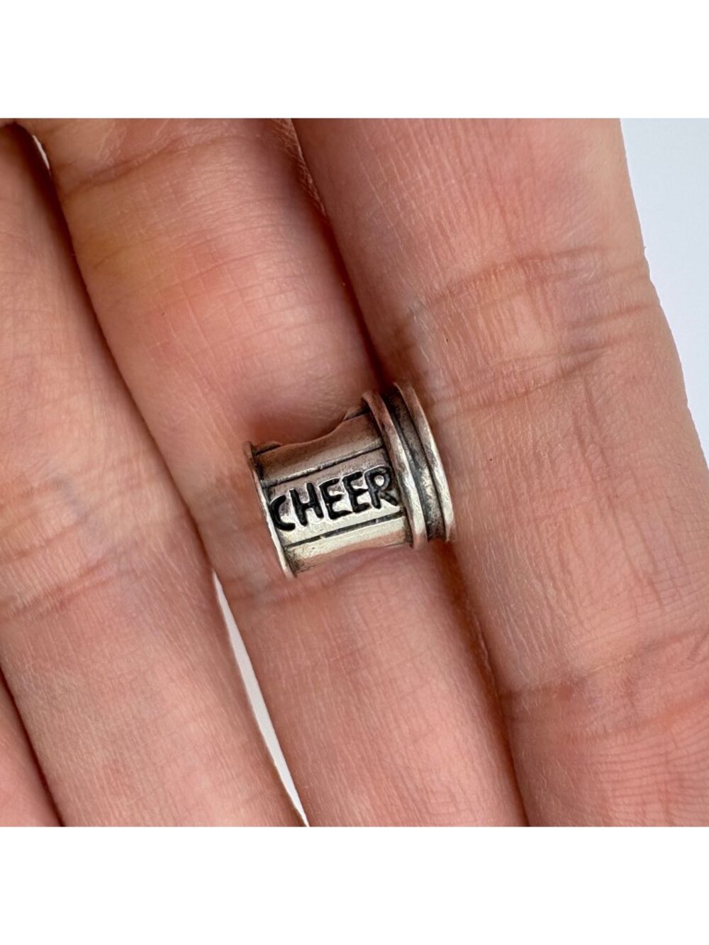 Cheer Megaphone Design Slide Charm Sterling Silver 925 Size 0.5" Length